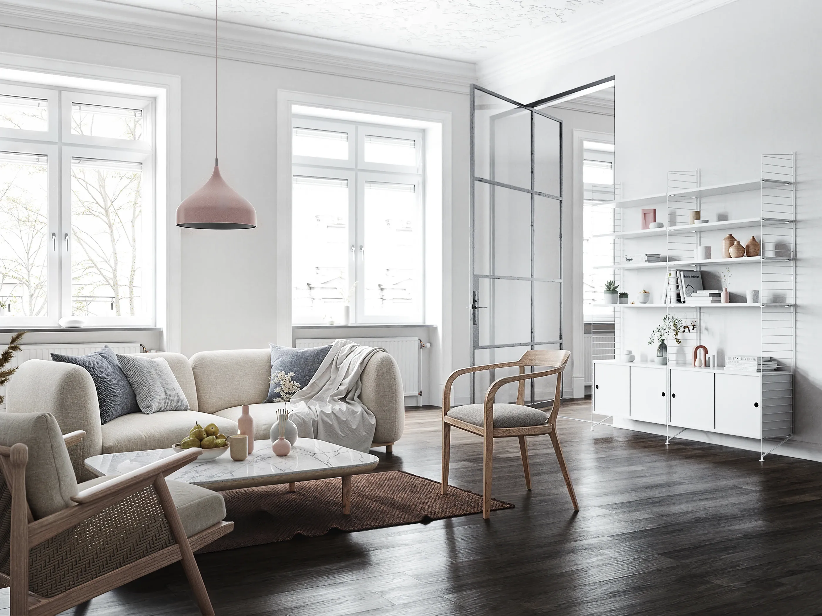 Avar String-Regalsystem klassische Wohnung Tageslicht - Ansicht 1