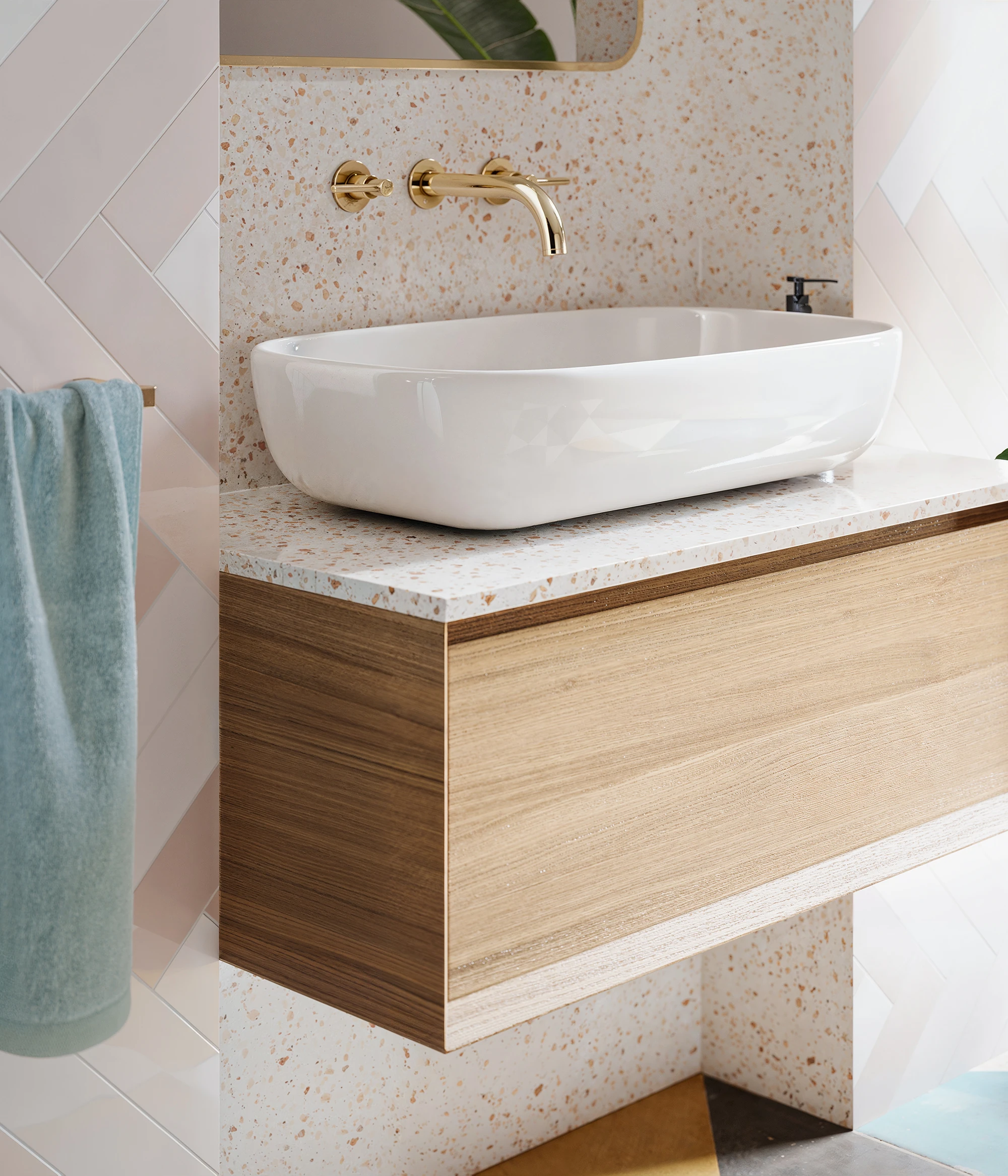 Milise Badezimmer goldene Grohe-Armaturen Pastell - Ansicht 5