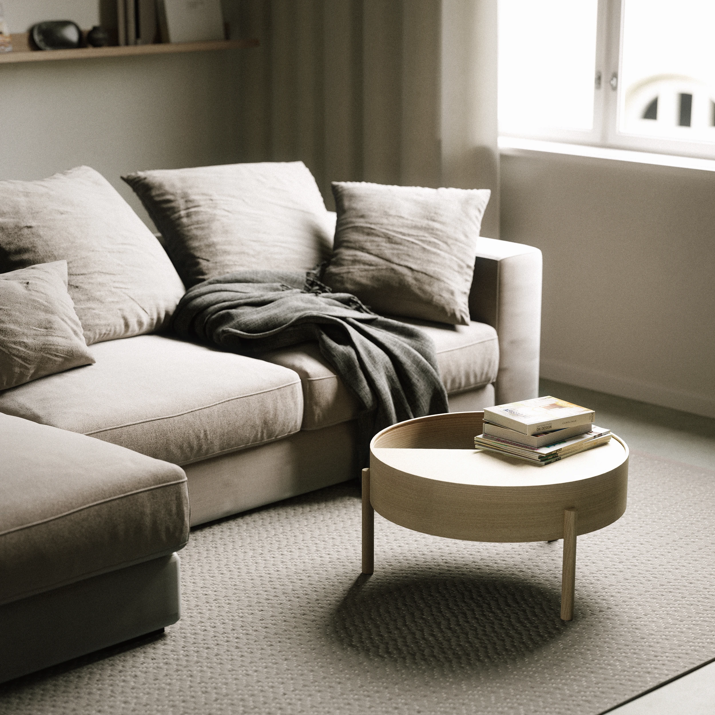 Minal minimalistisches Wohn-Küchen-Interieur - Ansicht 6