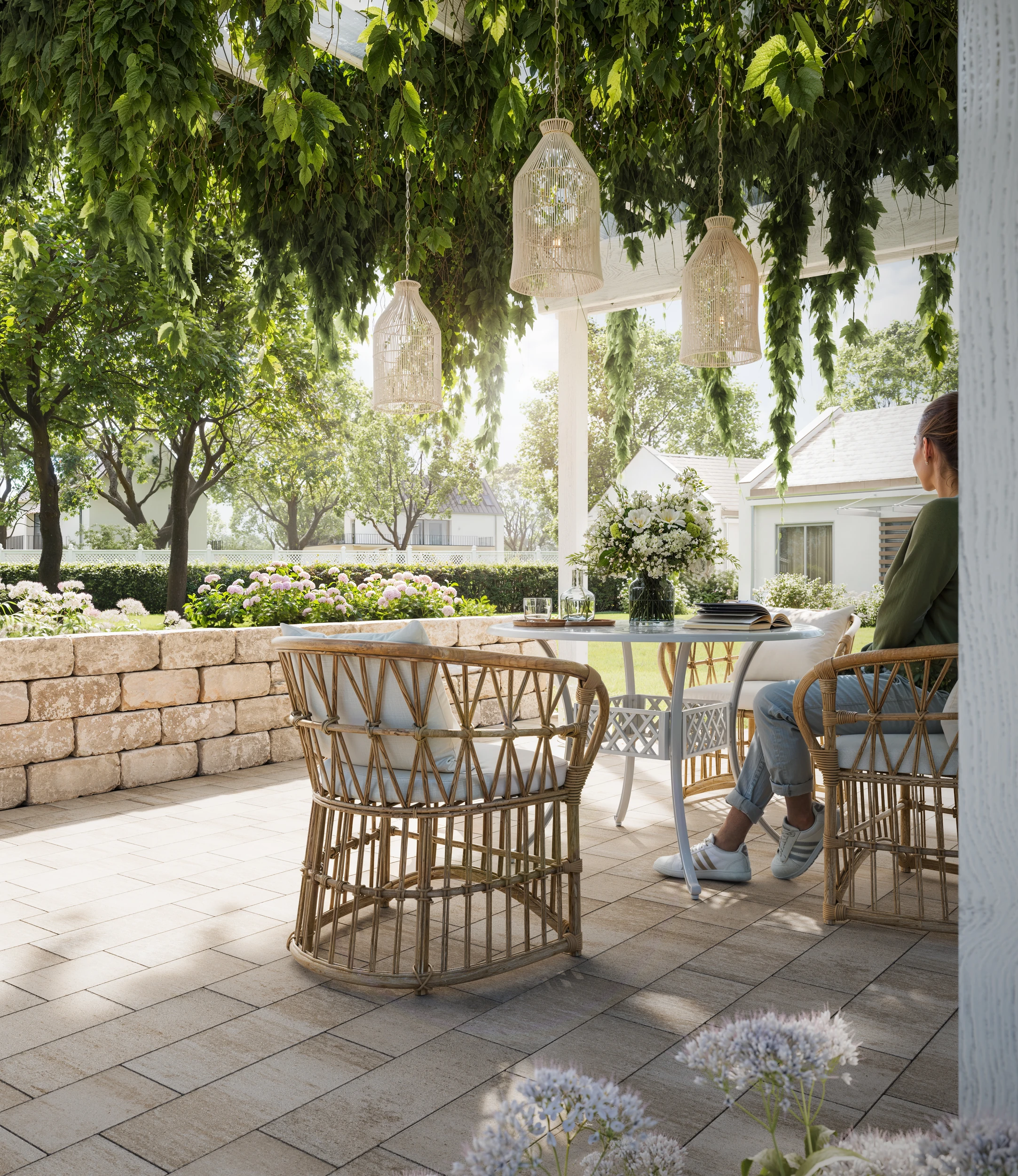 FCN-Tegula-Mauersteine in moderner Gartengestaltung